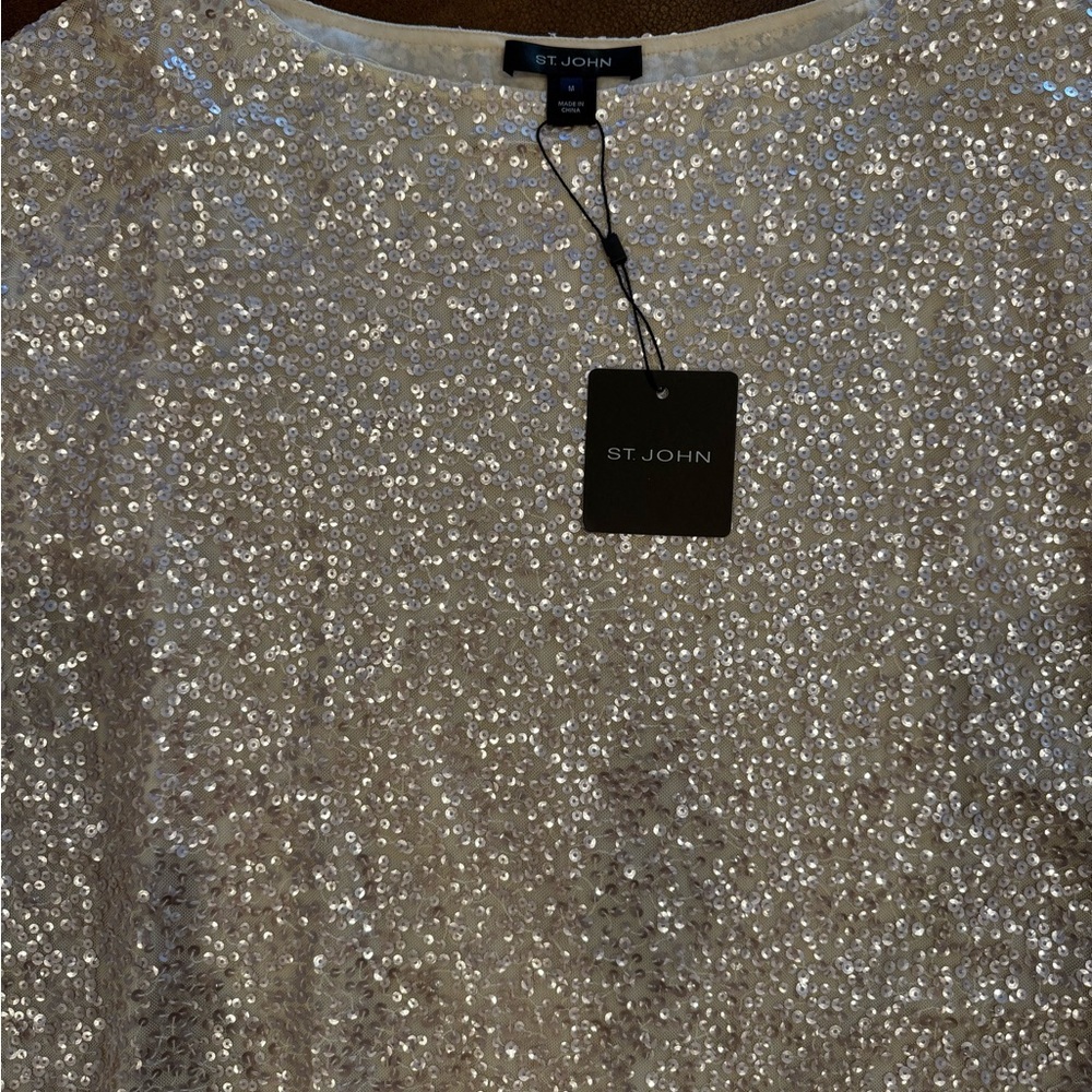 St. John Porcelain Sequin Top